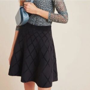 Anthropologie Maeve Chenille Mini Skirt Women's S Black Soft Knit Fairy Goth NWT